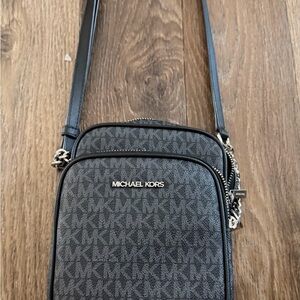 Michael Kors Black and Gray Logo Crossbody